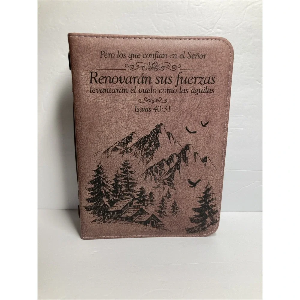 Spanish Bible Cover Bag Faux Leather 7x10 inch Isaiah 40:31 en Espanol